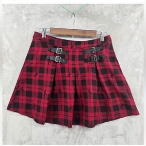Hot Topic Furry N’Fierce Plaid Skirt with Bear Skull and Crossbones